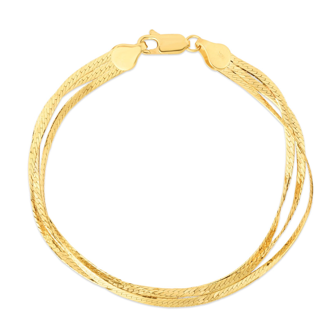 14K Multi-strand Herringbone Bracelet, front view
