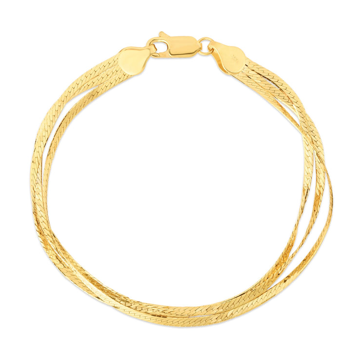14K Multi-strand Herringbone Bracelet, front view