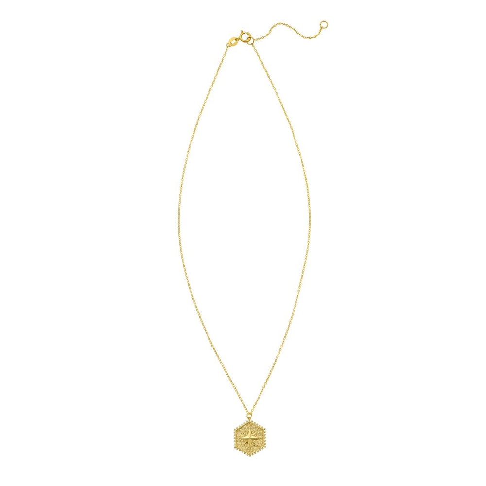 14K North Star Hexagon Necklace, view 2