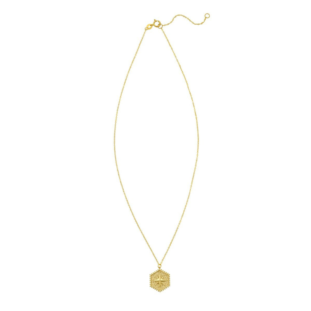 14K North Star Hexagon Necklace, view 2