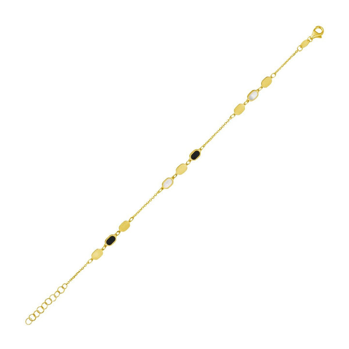 14K Onyx &amp; MOP Inlay Links Bracelet, view 3