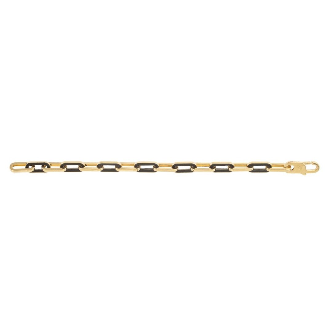 14K Onyx Paperclip Gem Link Bracelet, front view