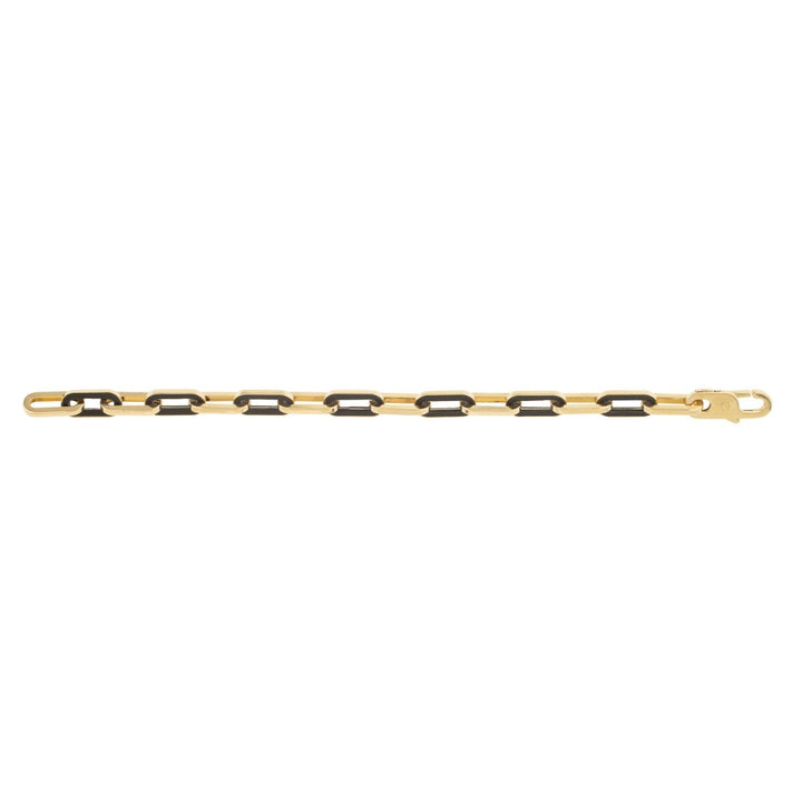 14K Onyx Paperclip Gem Link Bracelet, front view