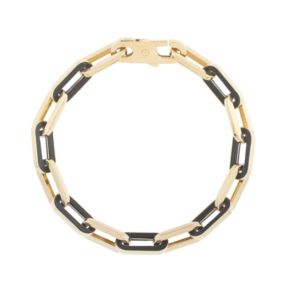 14K Onyx Paperclip Gem Link Bracelet, view 2