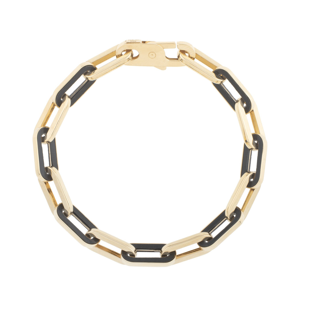 14K Onyx Paperclip Gem Link Bracelet, view 2