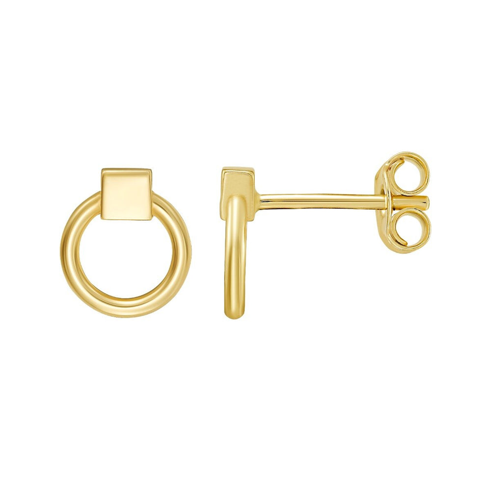 14K Open Circle Stud Earrings, view 2
