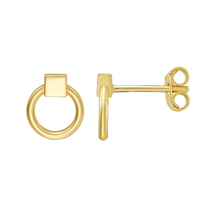 14K Open Circle Stud Earrings, view 2