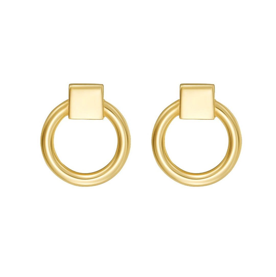 14K Open Circle Stud Earrings, view 3