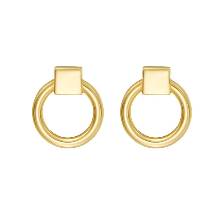 14K Open Circle Stud Earrings, view 3