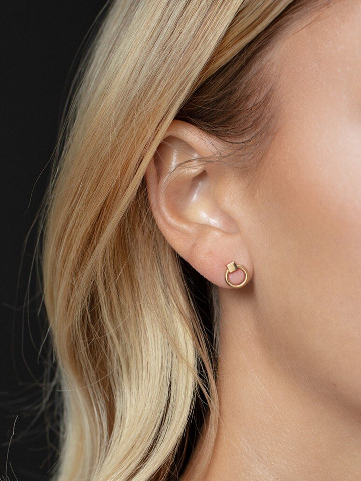 14K Open Circle Stud Earrings, view 4