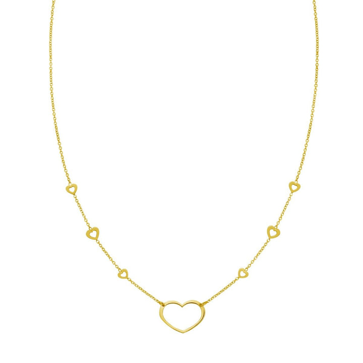 14K Open Heart Station Necklace, front view
