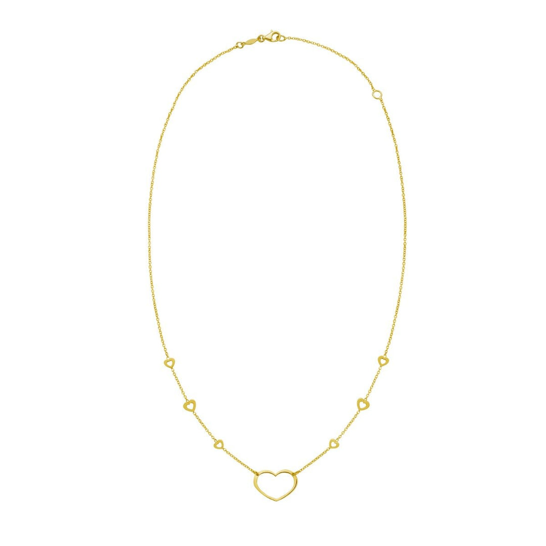 14K Open Heart Station Necklace, view 2