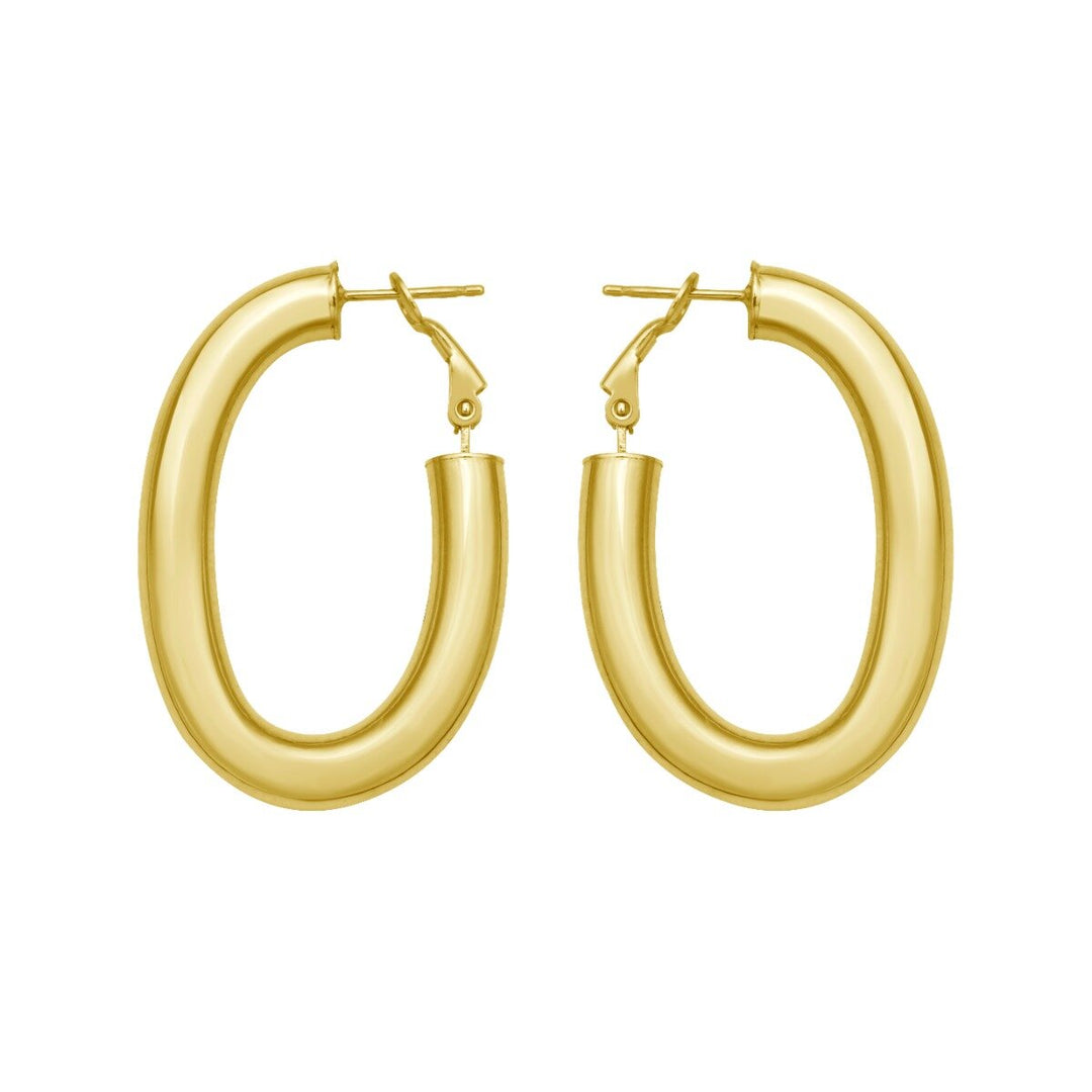 14K Oval Omega Hoops, view 3