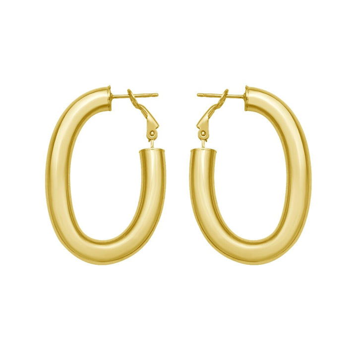 14K Oval Omega Hoops, view 3