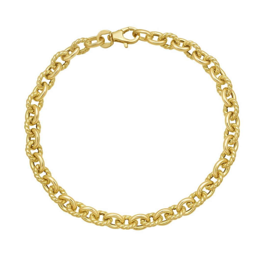 14K Oval Twist & Polished Link Bracelet, front view