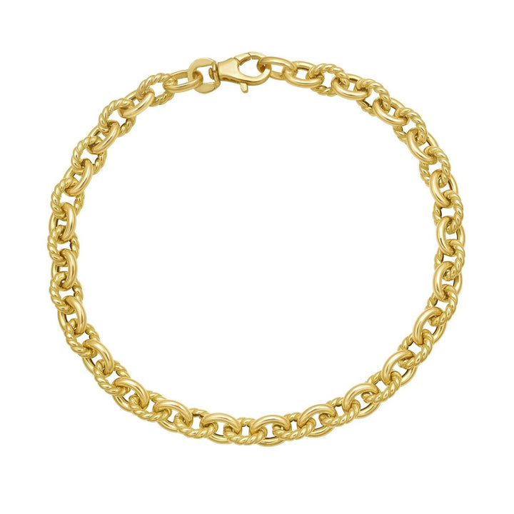 14K Oval Twist &amp; Polished Link Bracelet, front view