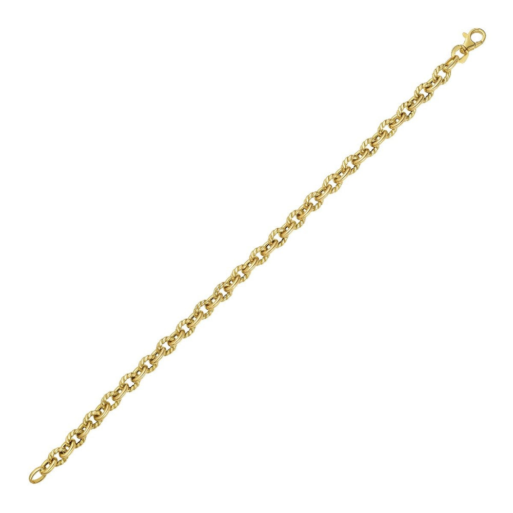 14K Oval Twist & Polished Link Bracelet, view 2