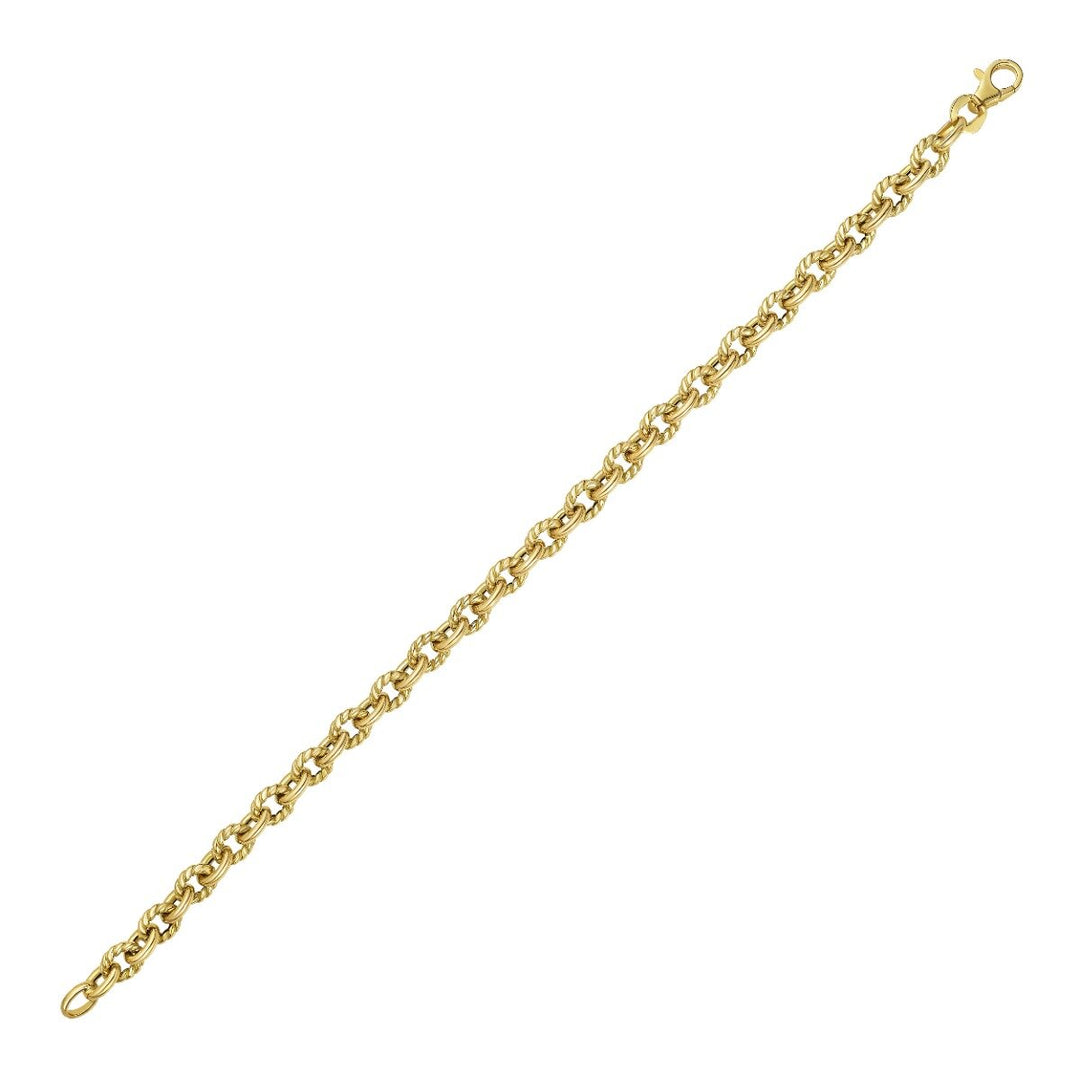 14K Oval Twist &amp; Polished Link Bracelet, view 2