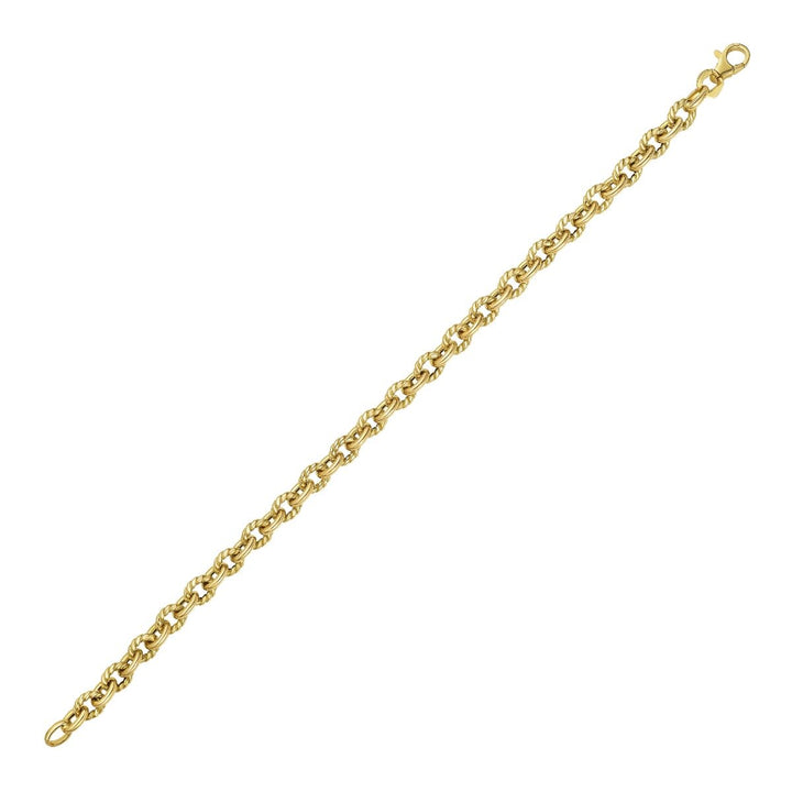 14K Oval Twist &amp; Polished Link Bracelet, view 2