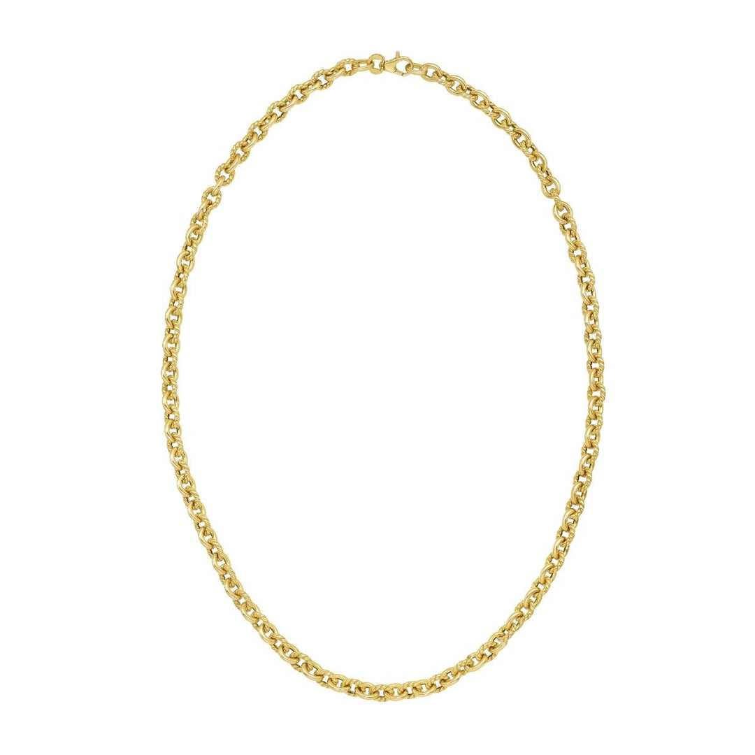 14K Oval Twist & Polished Link Necklace, front view