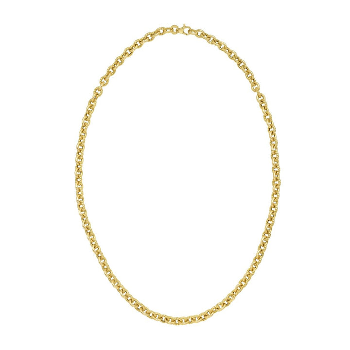 14K Oval Twist &amp; Polished Link Necklace, front view