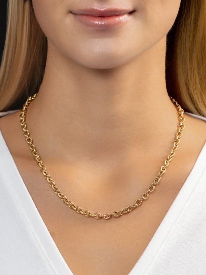 14K Oval Twist &amp; Polished Link Necklace, view 2