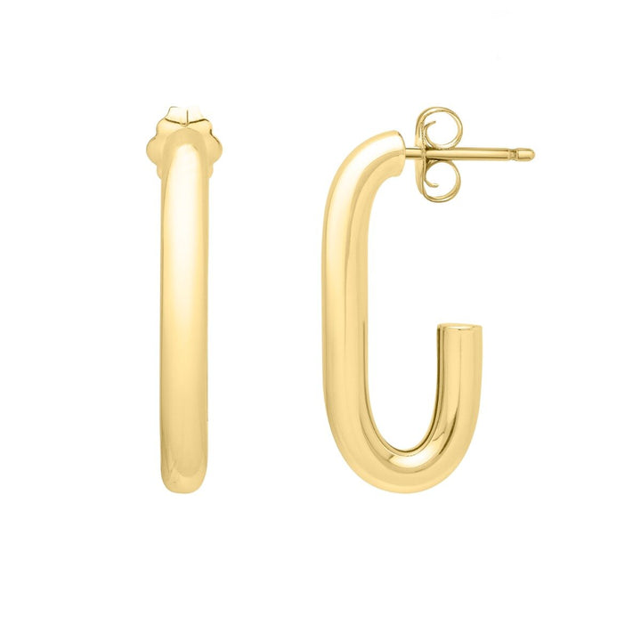 14K Paperclip Hoops, front view