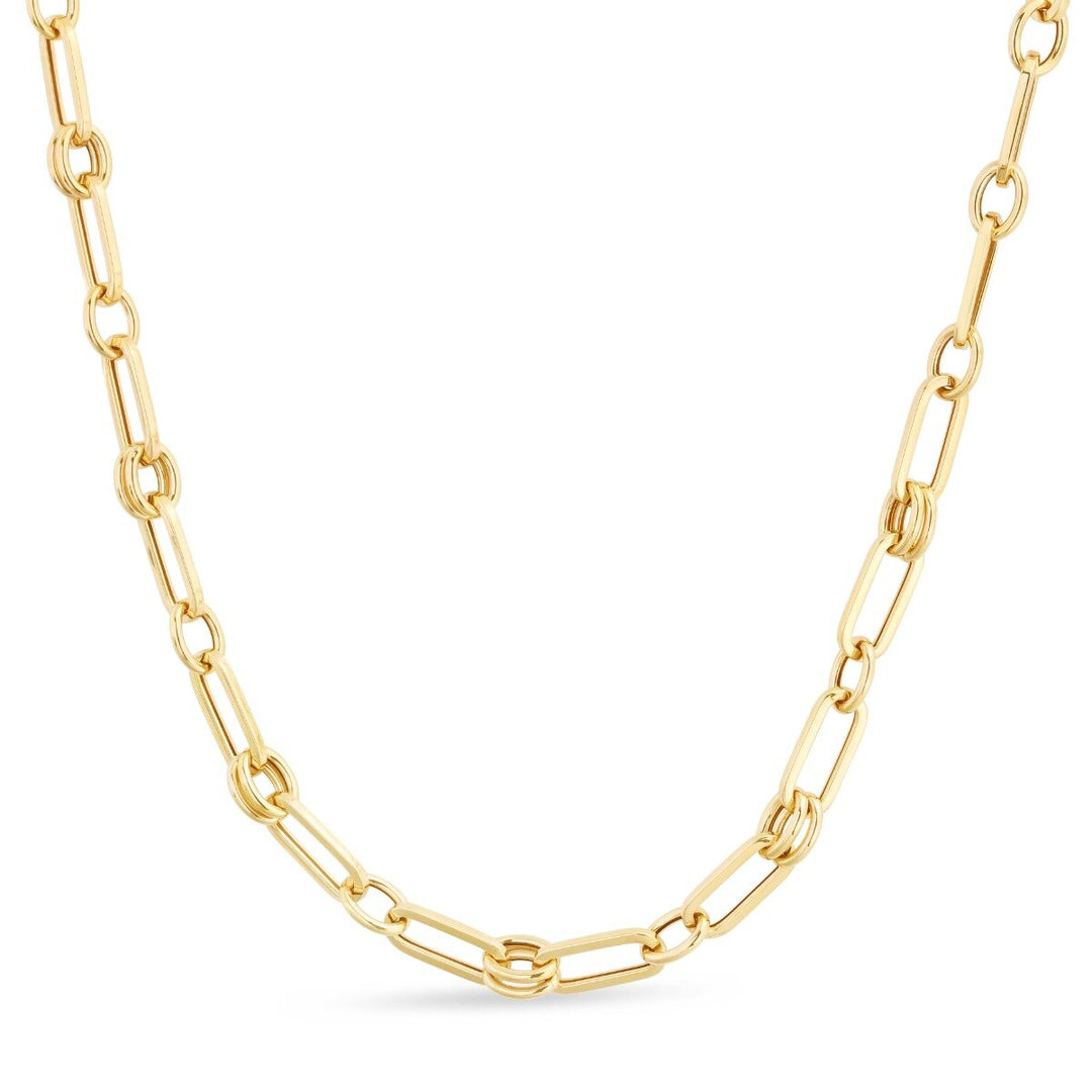 14K Paperclip Rondel Link Chain, front view