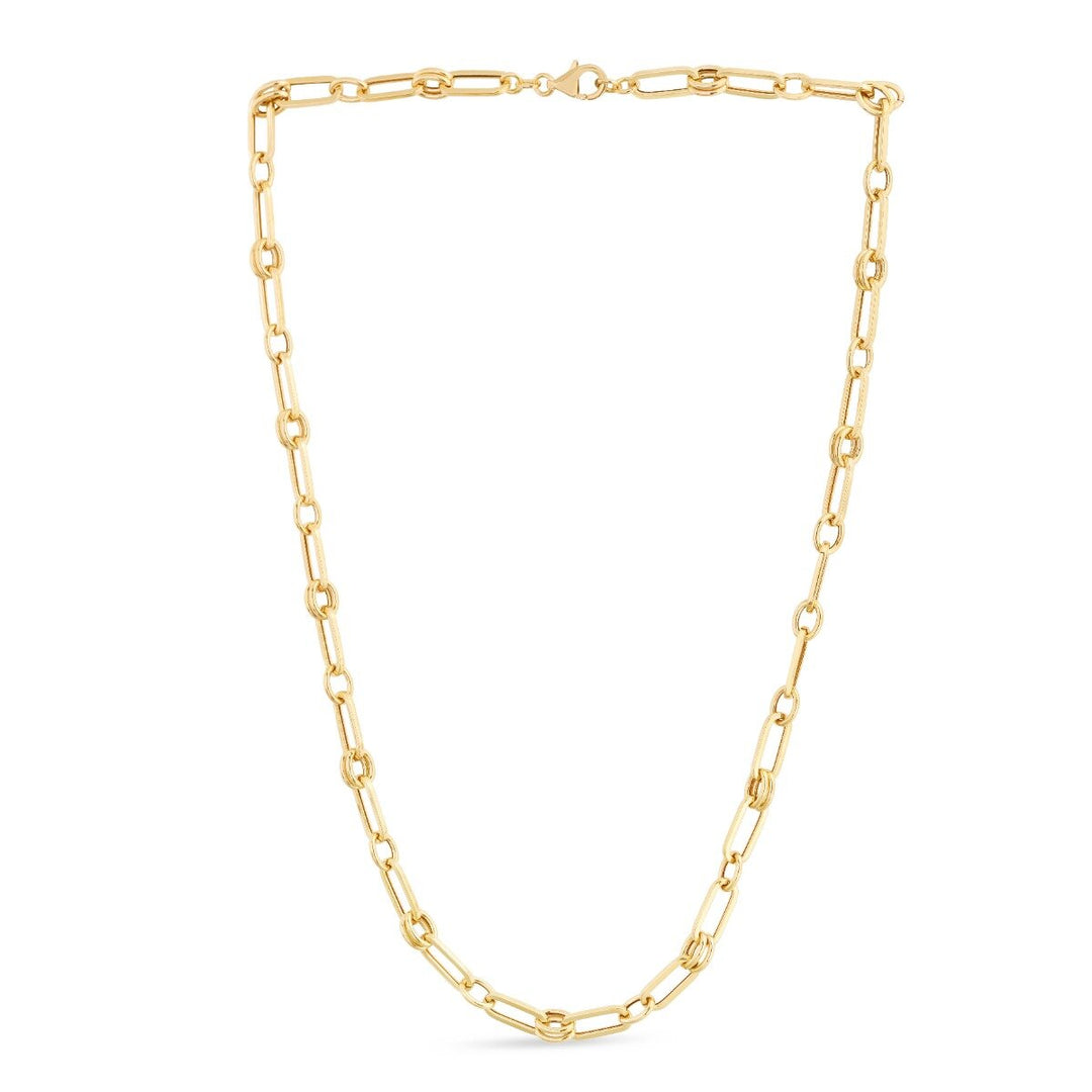 14K Paperclip Rondel Link Chain, view 3