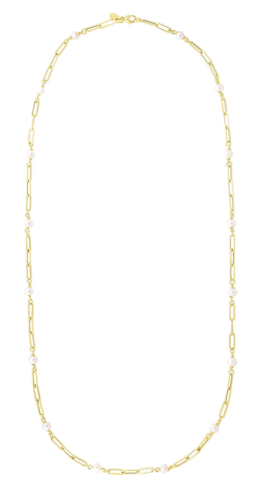 14K Pearl Paperclip Link Necklace, view 2