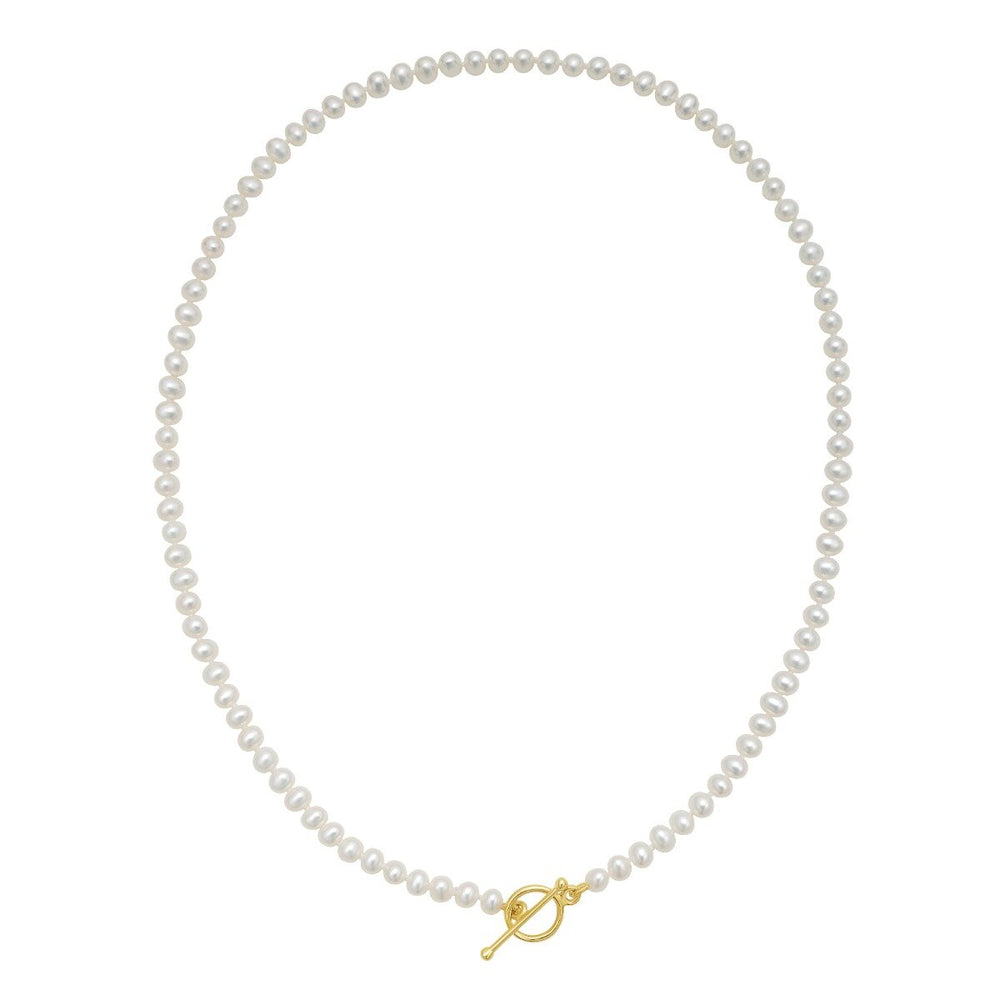 14K Pearl T-Bar Necklace, view 2