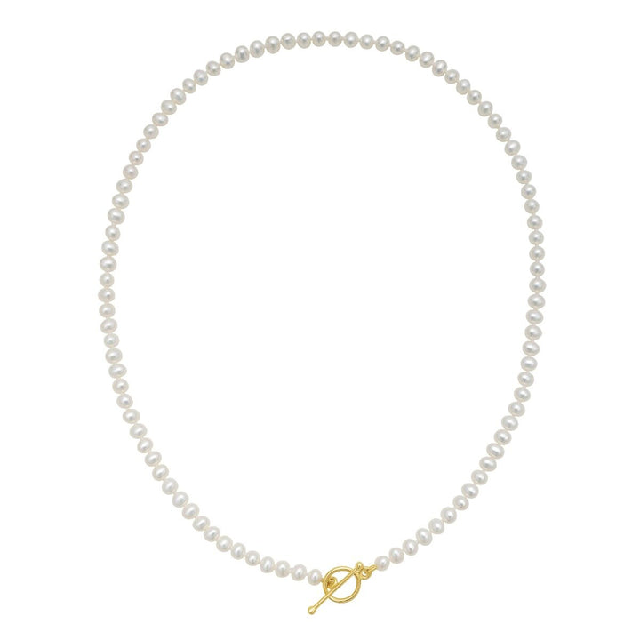 14K Pearl T-Bar Necklace, view 2