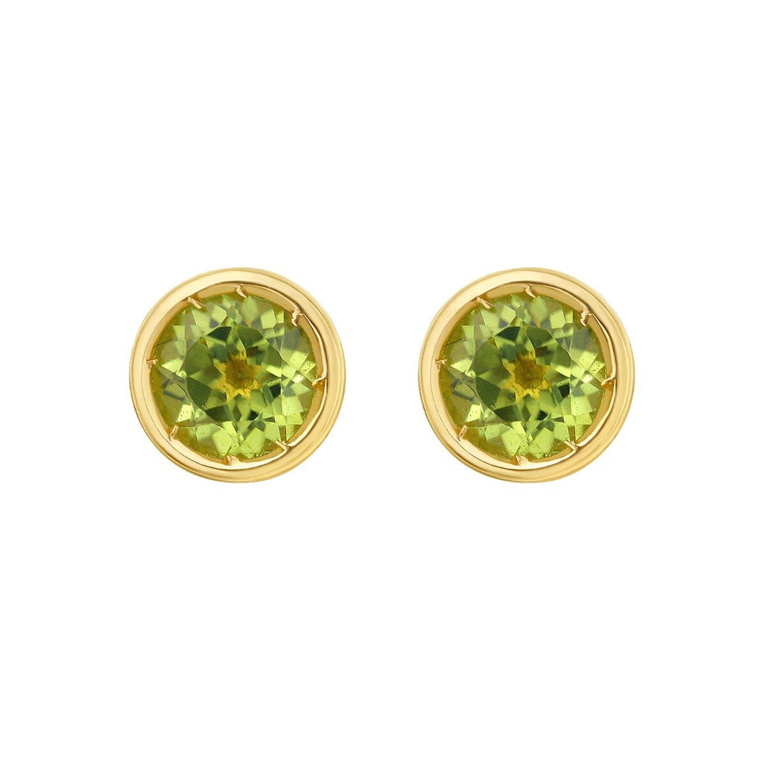 14K Peridot Birthstone Earrings, front view