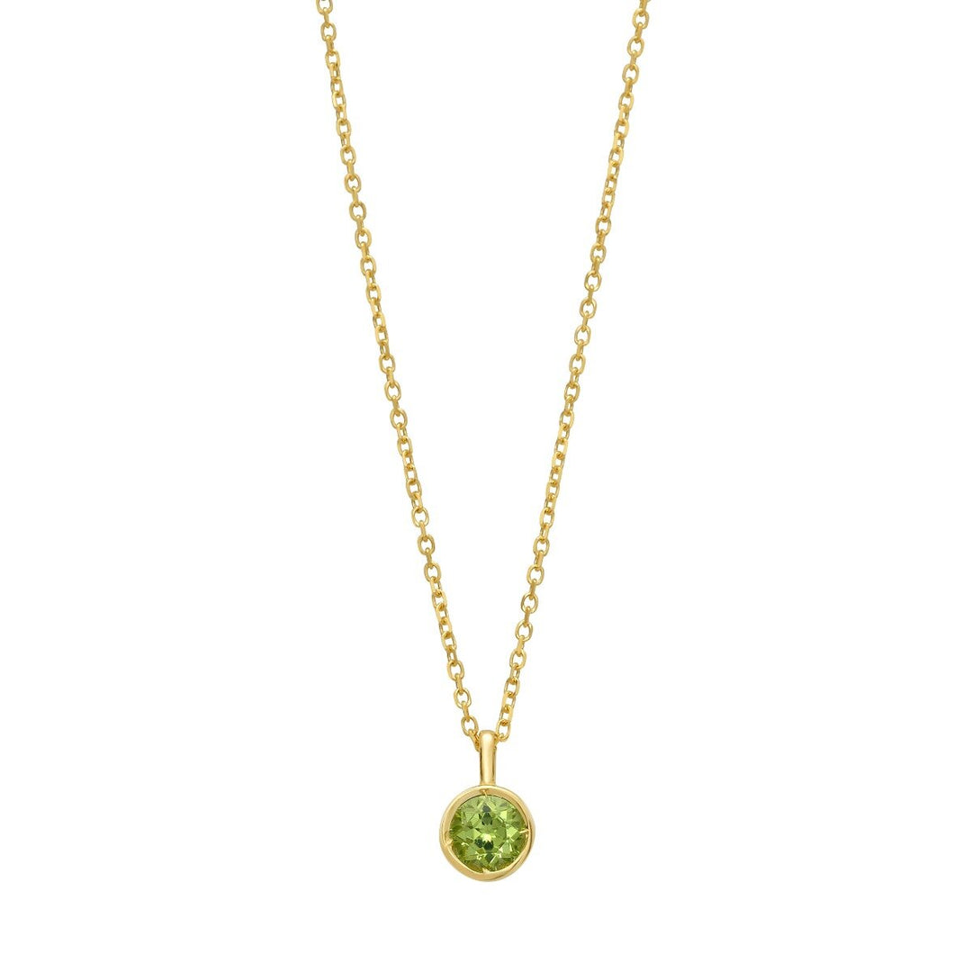 14K Peridot Birthstone Pendant, front view