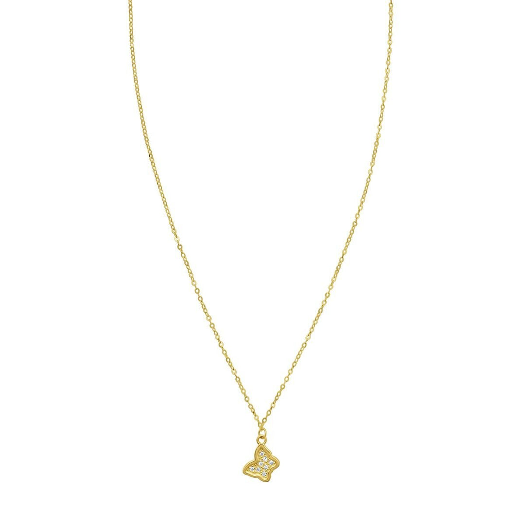 14K Petite Diamond Butterfly Necklace, front view