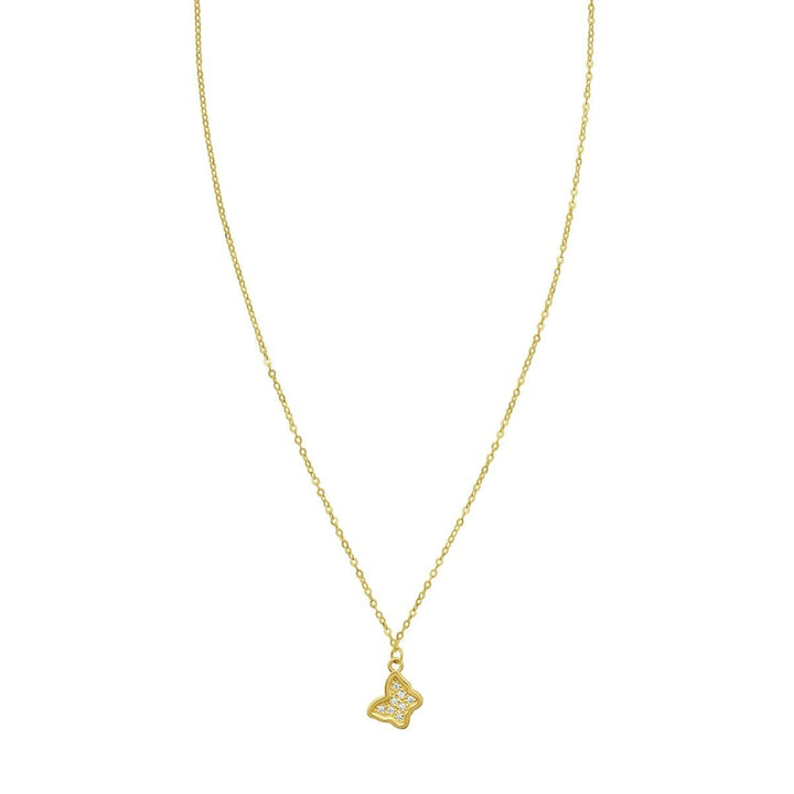 14K Petite Diamond Butterfly Necklace, front view
