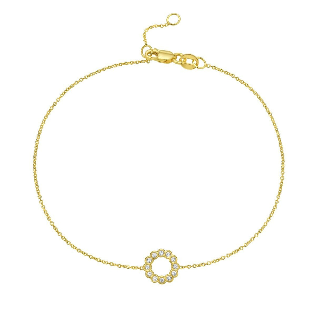 14K Petite Diamond Circle Bracelet, front view