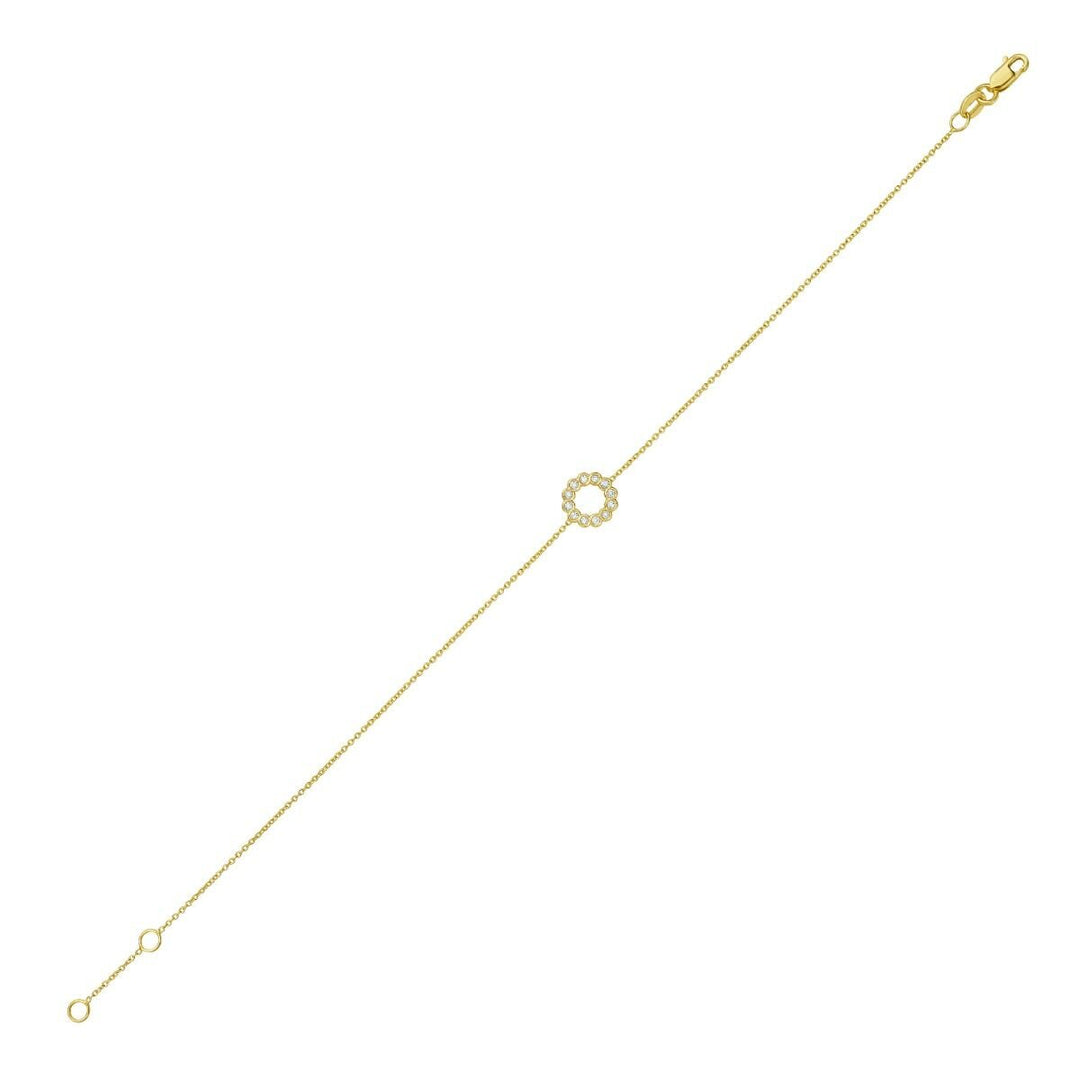 14K Petite Diamond Circle Bracelet, view 2
