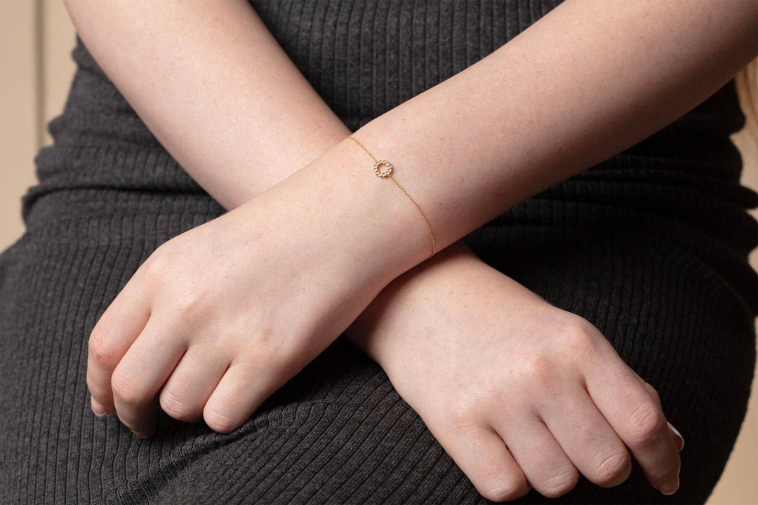 14K Petite Diamond Circle Bracelet, view 3
