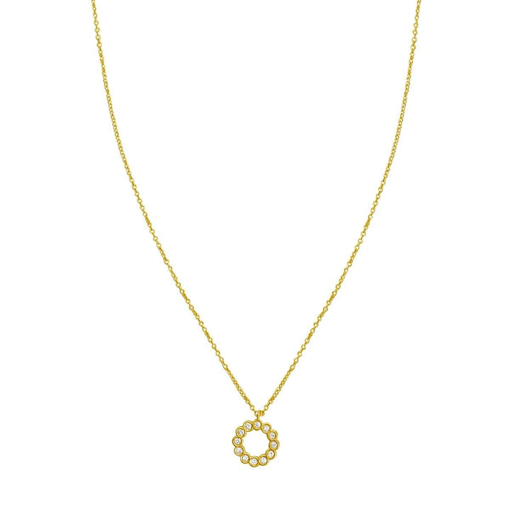 14K Petite Diamond Circle Necklace, front view