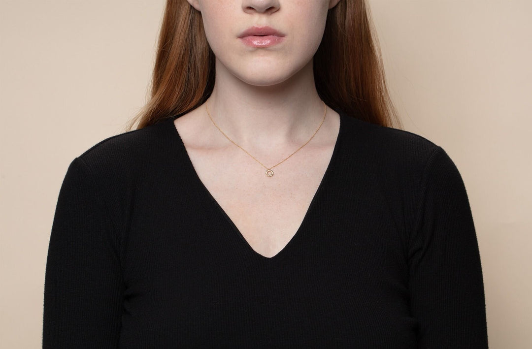 14K Petite Diamond Circle Necklace, view 3