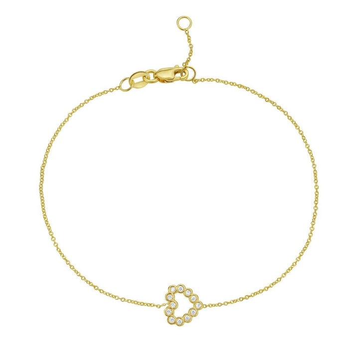 14K Petite Diamond Heart Bracelet, front view