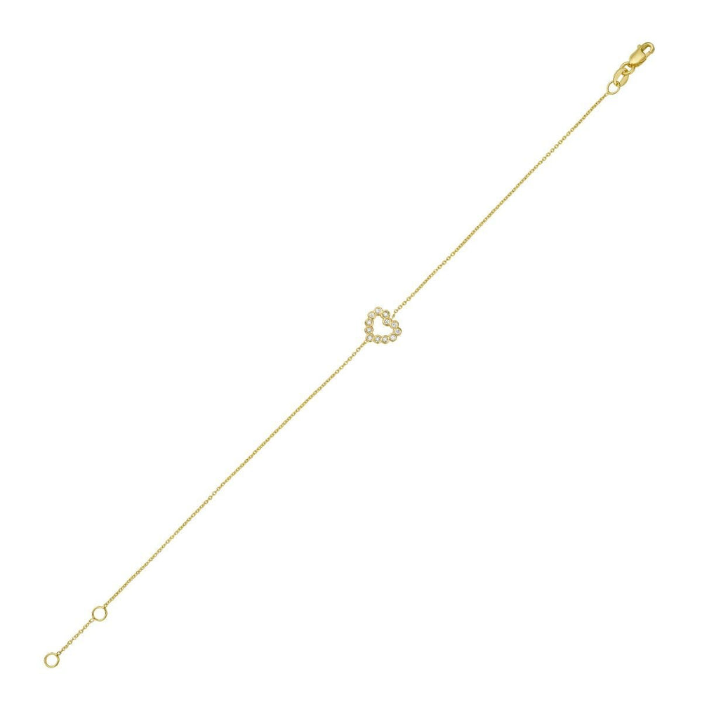 14K Petite Diamond Heart Bracelet, view 2