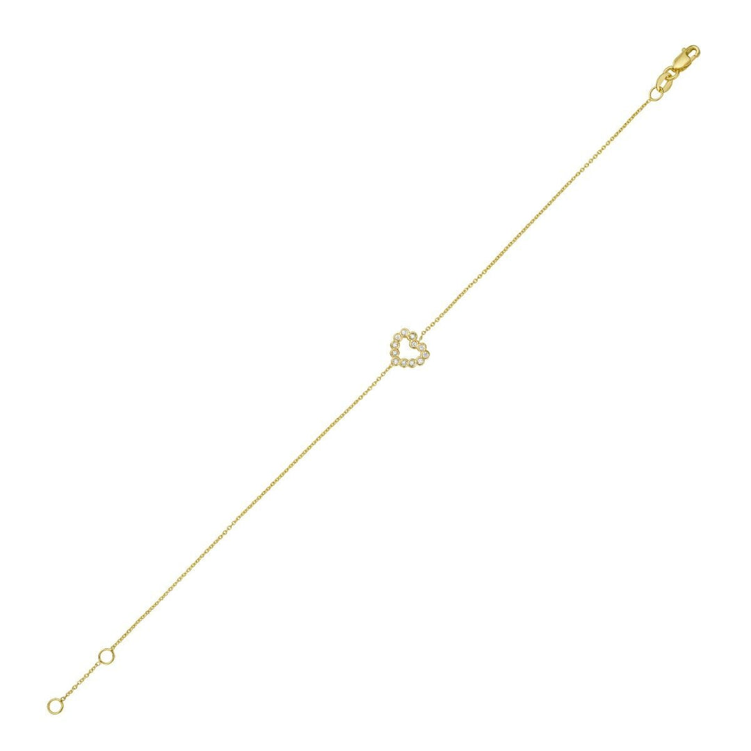 14K Petite Diamond Heart Bracelet, view 2