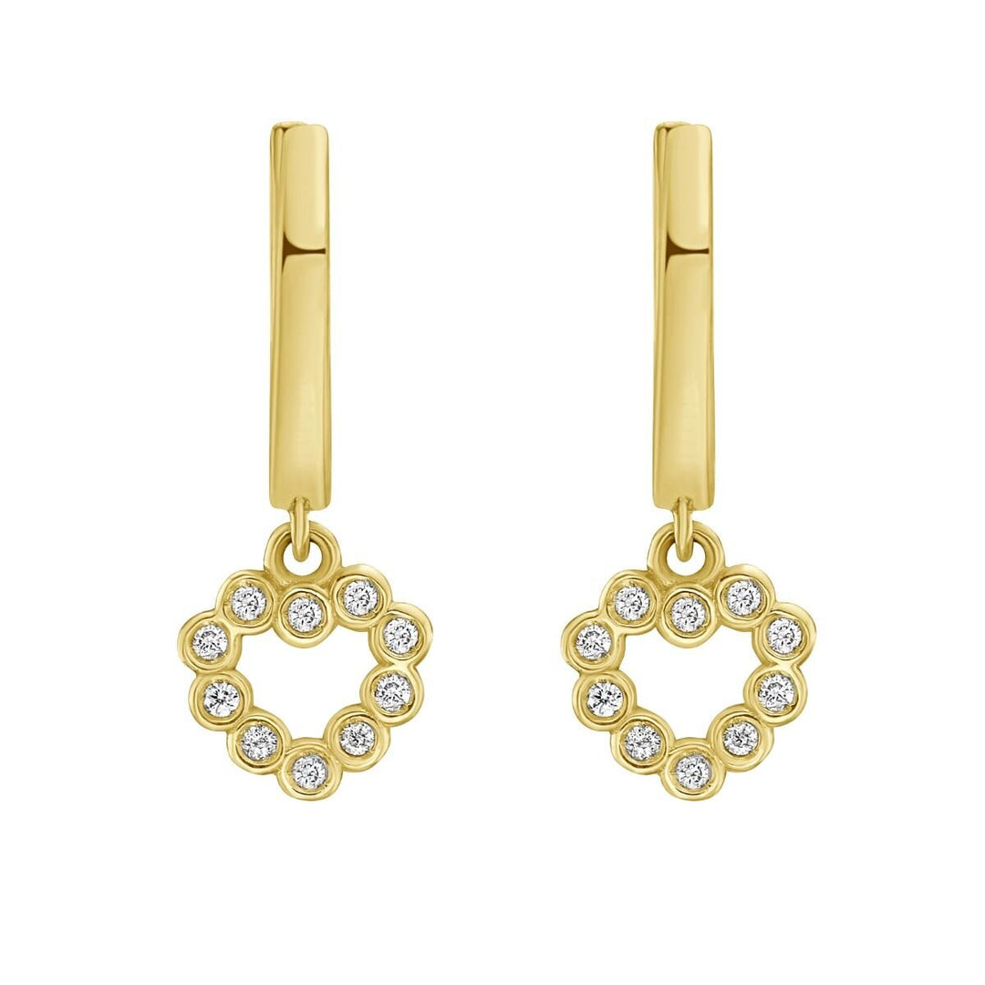 14K Petite Diamond Heart Earrings, view 3
