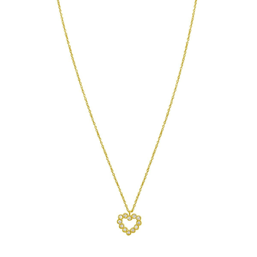 14K Petite Diamond Heart Necklace, front view