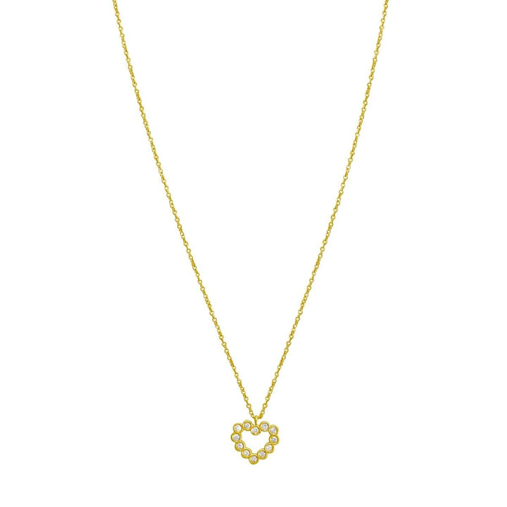 14K Petite Diamond Heart Necklace, front view