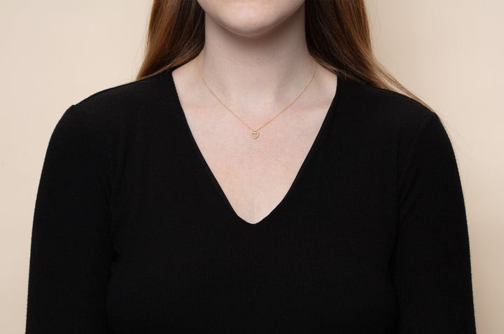 14K Petite Diamond Heart Necklace, view 3
