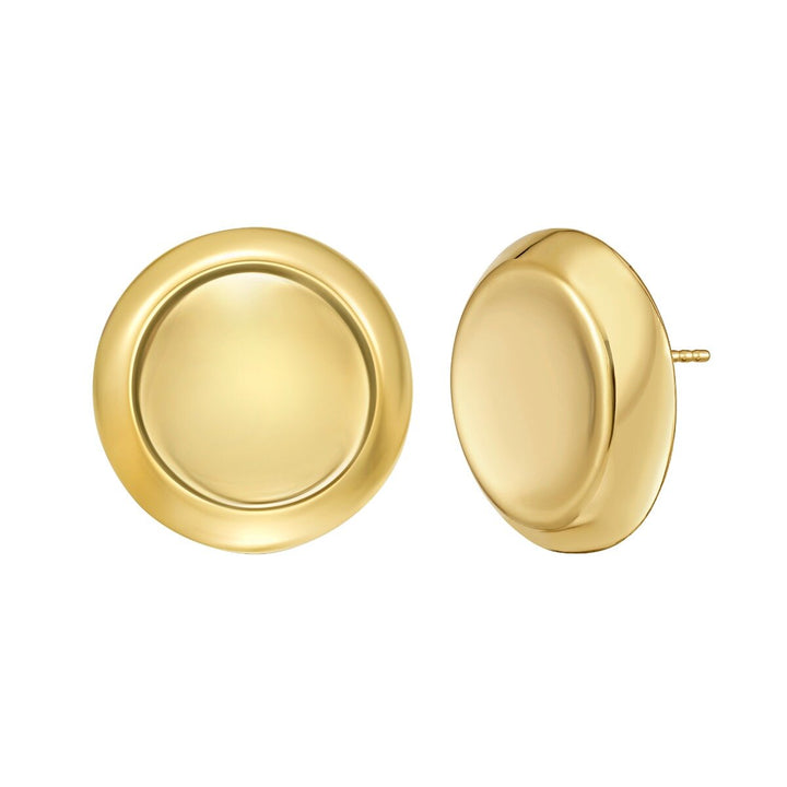 14K Polished Button Stud Earrings, front view