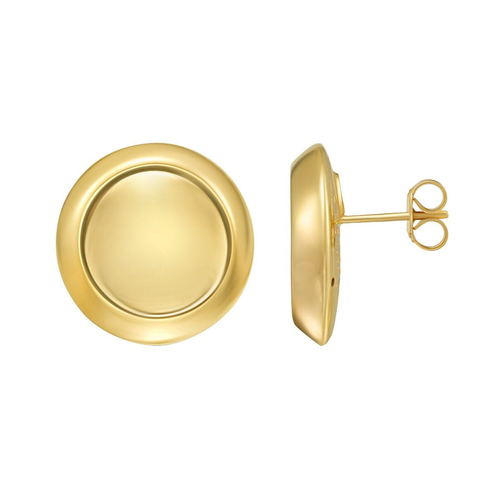 14K Polished Button Stud Earrings, view 2